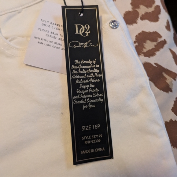 DG2 by Diane Gilman virtual stretch straight leg white denim jeans size 16P - Picture 6 of 7